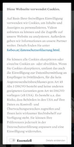 Podgląd witryny Forbes Austria, medium z kraju Austria do artykułów sponsorowanych