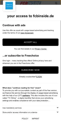 Pré-visualização do site FCBinside, meio de Alemanha para artigos patrocinados