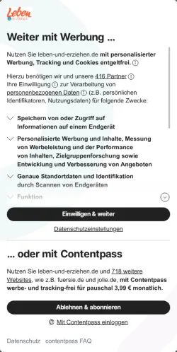 Anteprima del sito Leben Und Erziehen, media di Germania per articoli sponsorizzati