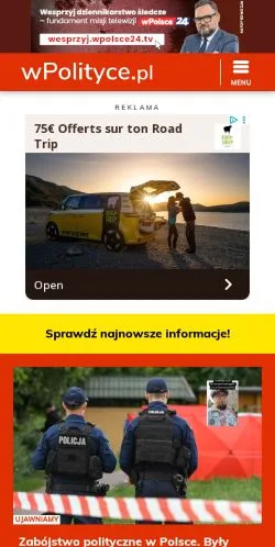 スポンサード記事向けのポーランドメディア、wPolityceのサイトプレビュー