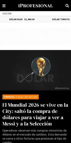 Pré-visualização do site iProfesional, meio de Argentina para artigos patrocinados