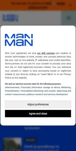 Anteprima del sito MAN MAN, media di Paesi Bassi per articoli sponsorizzati