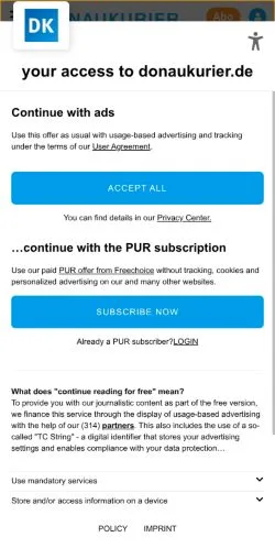 Anteprima del sito Donaukurier, media di Germania per articoli sponsorizzati