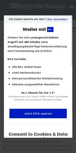 Anteprima del sito Bergsträsser Anzeiger, media di Germania per articoli sponsorizzati