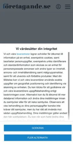 Podgląd witryny Företagande, medium z kraju Szwecja do artykułów sponsorowanych