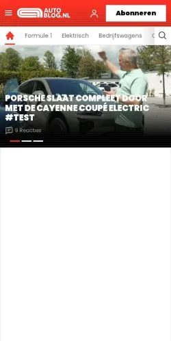 スポンサード記事向けのオランダメディア、Autoblogのサイトプレビュー