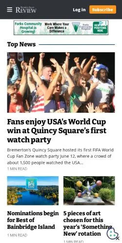 Podgląd witryny Bainbridge Island Review, medium z kraju Stany Zjednoczone do artykułów sponsorowanych