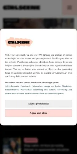 Anteprima del sito Girlscene, media di Paesi Bassi per articoli sponsorizzati