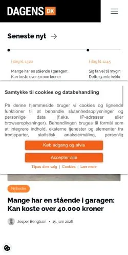 Aperçu du site Dagens, média de Danemark pour articles sponsorisés