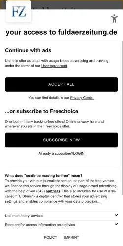 스폰서 기사용 독일 매체 Fuldaer Zeitung 사이트 미리보기