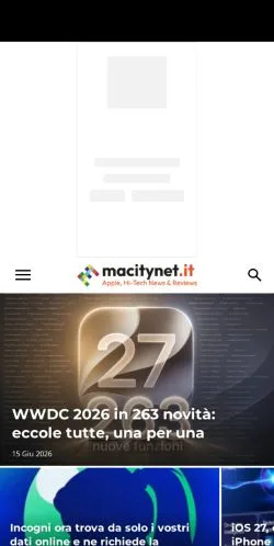 Forhåndsvisning av nettstedet Macitynet, medium fra Italia for sponsede artikler