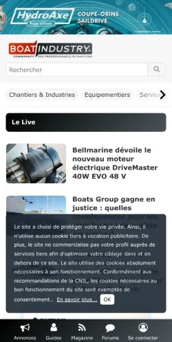 Anteprima del sito Boatindustry, media di Francia per articoli sponsorizzati