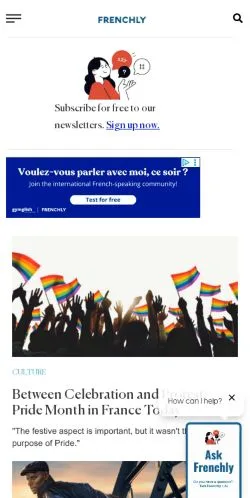 スポンサード記事向けのアメリカ合衆国メディア、Frenchlyのサイトプレビュー