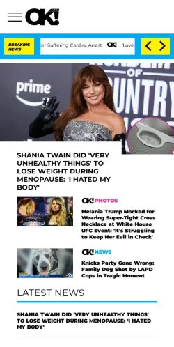 Anteprima del sito OK! Magazine, media di Stati Uniti per articoli sponsorizzati
