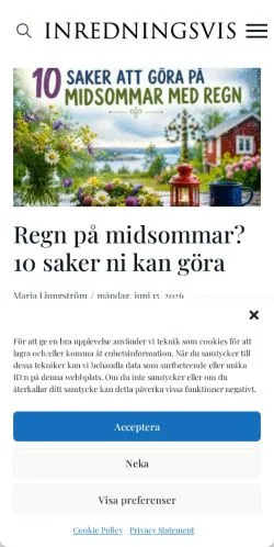 Vorschau der Website Inredningsvis, Medium aus Schweden für gesponserte Artikel