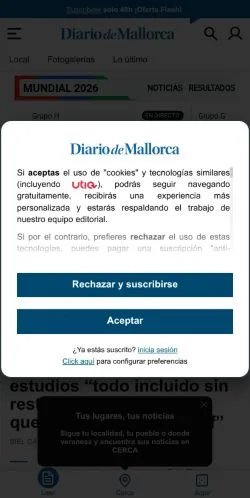 Podgląd witryny Diario de Mallorca, medium z kraju Hiszpania do artykułów sponsorowanych
