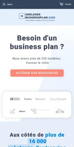 Preview of the Modèles De Business Plan website, a media outlet in United States for sponsored articles