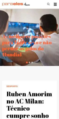 Podgląd witryny Para Eles, medium z kraju Portugalia do artykułów sponsorowanych