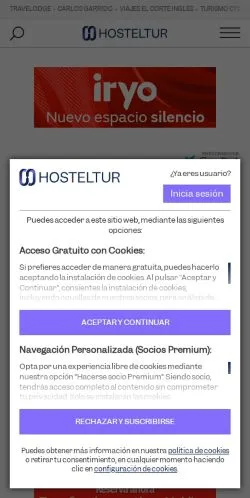 Forhåndsvisning av nettstedet Hosteltur, medium fra Spania for sponsede artikler