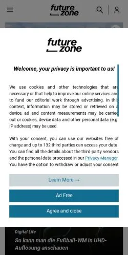 スポンサード記事向けのオーストリアメディア、Futurezoneのサイトプレビュー