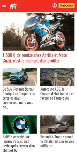 Anteprima del sito Auto Moto, media di Francia per articoli sponsorizzati