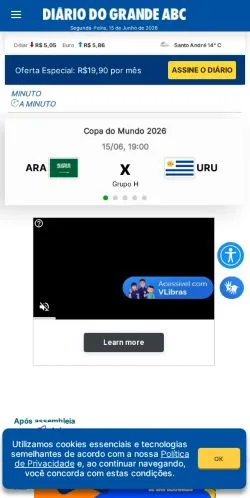 Sponsorlu makaleler için Brezilya medyası Diário Do Grande ABC sitesinin önizlemesi