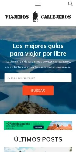 Anteprima del sito Viajeros Callejeros, media di Spagna per articoli sponsorizzati