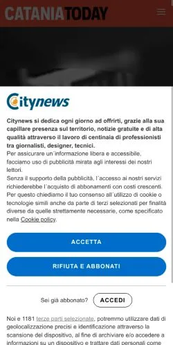 Anteprima del sito CataniaToday, media di Italia per articoli sponsorizzati