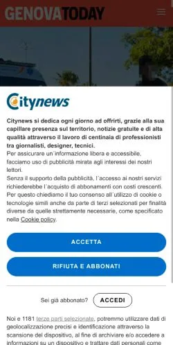 Anteprima del sito GenovaToday, media di Italia per articoli sponsorizzati