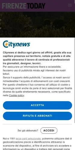 スポンサード記事向けのイタリアメディア、FirenzeTodayのサイトプレビュー