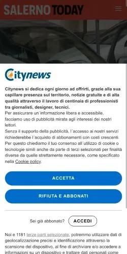 Anteprima del sito SalernoToday, media di Italia per articoli sponsorizzati