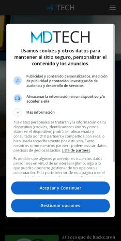 Vista previa del sitio MDTECH, medio de Argentina para artículos patrocinados