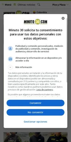 Förhandsvisning av webbplatsen Minuto30, medium i Spanien för sponsrade artiklar
