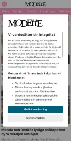 Vorschau der Website Modette, Medium aus Schweden für gesponserte Artikel