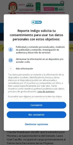 Förhandsvisning av webbplatsen Reporte Indigo, medium i USA för sponsrade artiklar