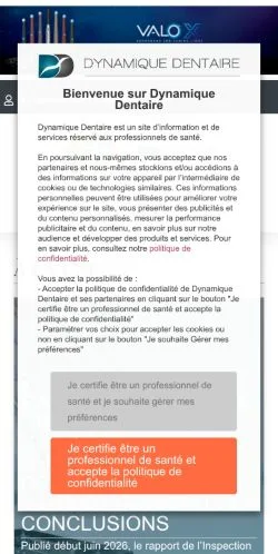 스폰서 기사용 프랑스 매체 Dynamique Dentaire 사이트 미리보기