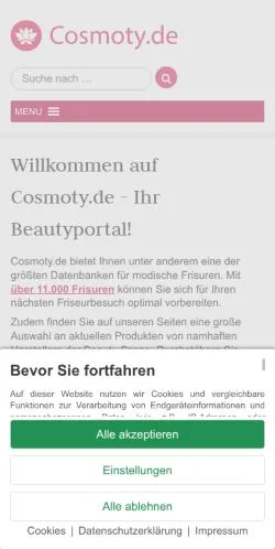 Podgląd witryny Cosmoty, medium z kraju Niemcy do artykułów sponsorowanych