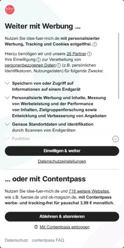 Voorbeeld van de site Idee Für Mich, medium uit Duitsland voor gesponsorde artikelen