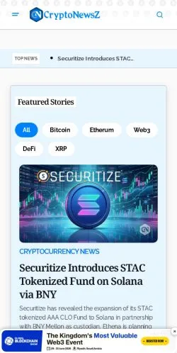 Anteprima del sito CryptoNewsZ, media di Stati Uniti per articoli sponsorizzati