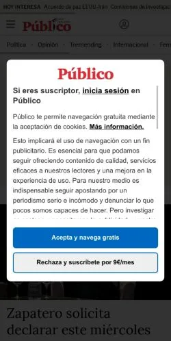 Anteprima del sito Diario Público, media di Spagna per articoli sponsorizzati