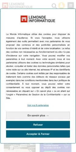 Anteprima del sito Le Monde Informatique, media di Francia per articoli sponsorizzati