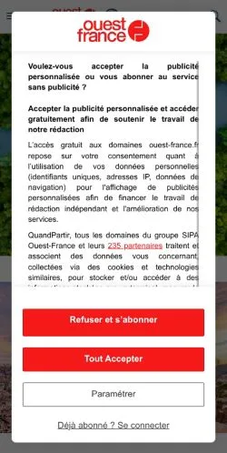 Vista previa del sitio QuandPartir, medio de Francia para artículos patrocinados