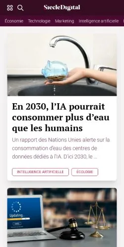Anteprima del sito Siècle Digital, media di Francia per articoli sponsorizzati