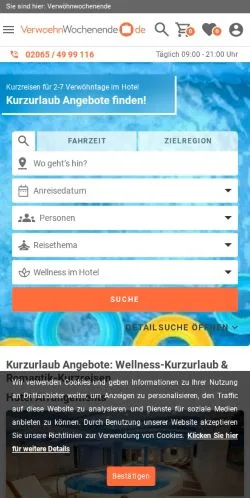 Podgląd witryny Verwöhnwochenende, medium z kraju Niemcy do artykułów sponsorowanych