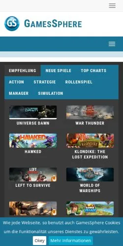Voorbeeld van de site Gamessphere, medium uit Duitsland voor gesponsorde artikelen