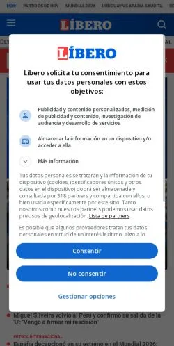 Anteprima del sito Diario Líbero, media di Spagna per articoli sponsorizzati