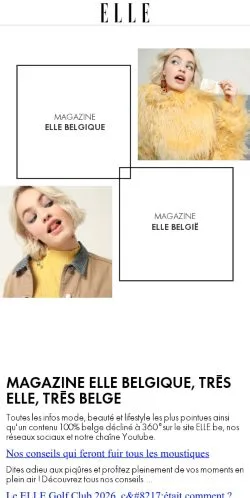 Anteprima del sito Elle Belgique, media di Belgio per articoli sponsorizzati