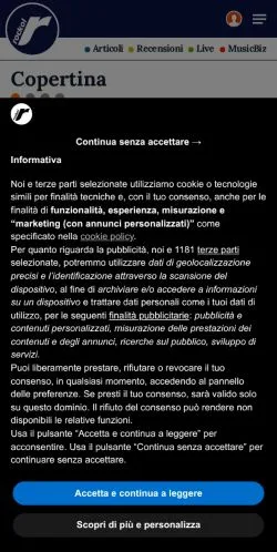 Aperçu du site Rockol, média de Italie pour articles sponsorisés