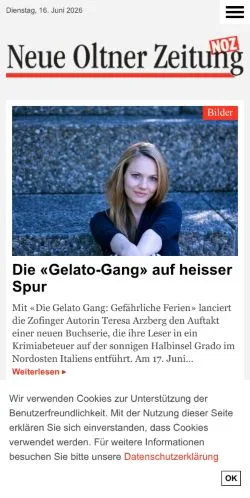 Voorbeeld van de site Oltner Zeitung, medium uit Zwitserland voor gesponsorde artikelen