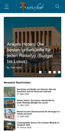 Podgląd witryny Reisefroh, medium z kraju Niemcy do artykułów sponsorowanych